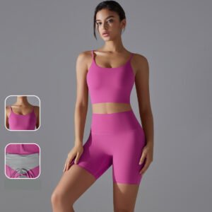 High-waisted Butt-lifting Tight Bare-feel Yoga Set with Bra and Shorts