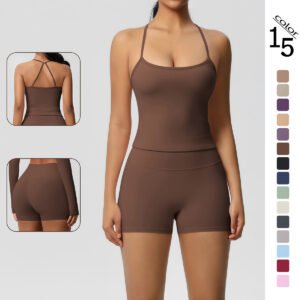 Women's Solid Color Double-sided Brushed Backless Long Vest Top Tight Sportswear for Running, Fitness and Yoga